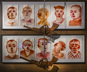 France, Loire-Atlantique (44), Nantes, quartier du Bouffay, le chateau des Ducs de Bretagne, Musée d'histoire de Nantes, Black Lives Always Matter (2015) oeuvre de l'artiste Barthélémy Toguo