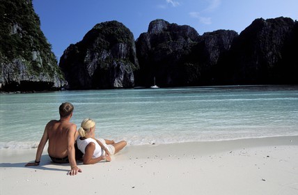 Thailand, Ko Phi Phi archipelago, Phi Phi Ley island, the interior lagoon of the film The Beach (with Leonardo Di Caprio)