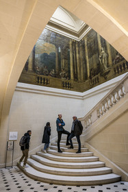 France, Paris (75), quartier du Marais, Musée Carnavalet, escalier de l'hôtel de Luynes