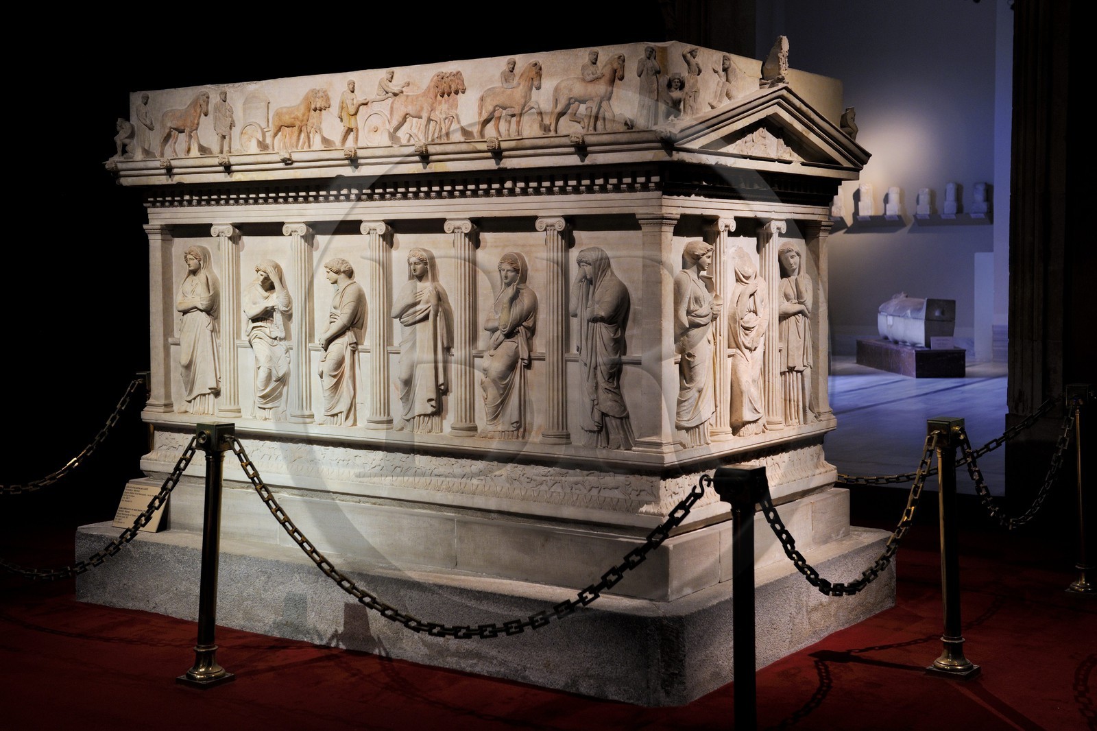 Turkey, Istanbul, historical centre listed as World Heritage by UNESCO, Archaeological Museums of Istanbul attached to Topkapi Palace, Sarcophagus of mourning women, mid 4th century BC