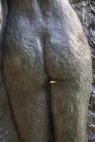 France, Paris (75), le musée du sculpteur Antoine Bourdelle, fesses au papillon, détail d'un bas-relief dans le jardin intérieur (bronze)