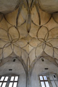 République Tchèque, Prague, Hradcany (quartier du chateau), chateau royal, la salle Vladislav de style gothique flamboyant avec ses voutes ogivales à nervures entrecroisées