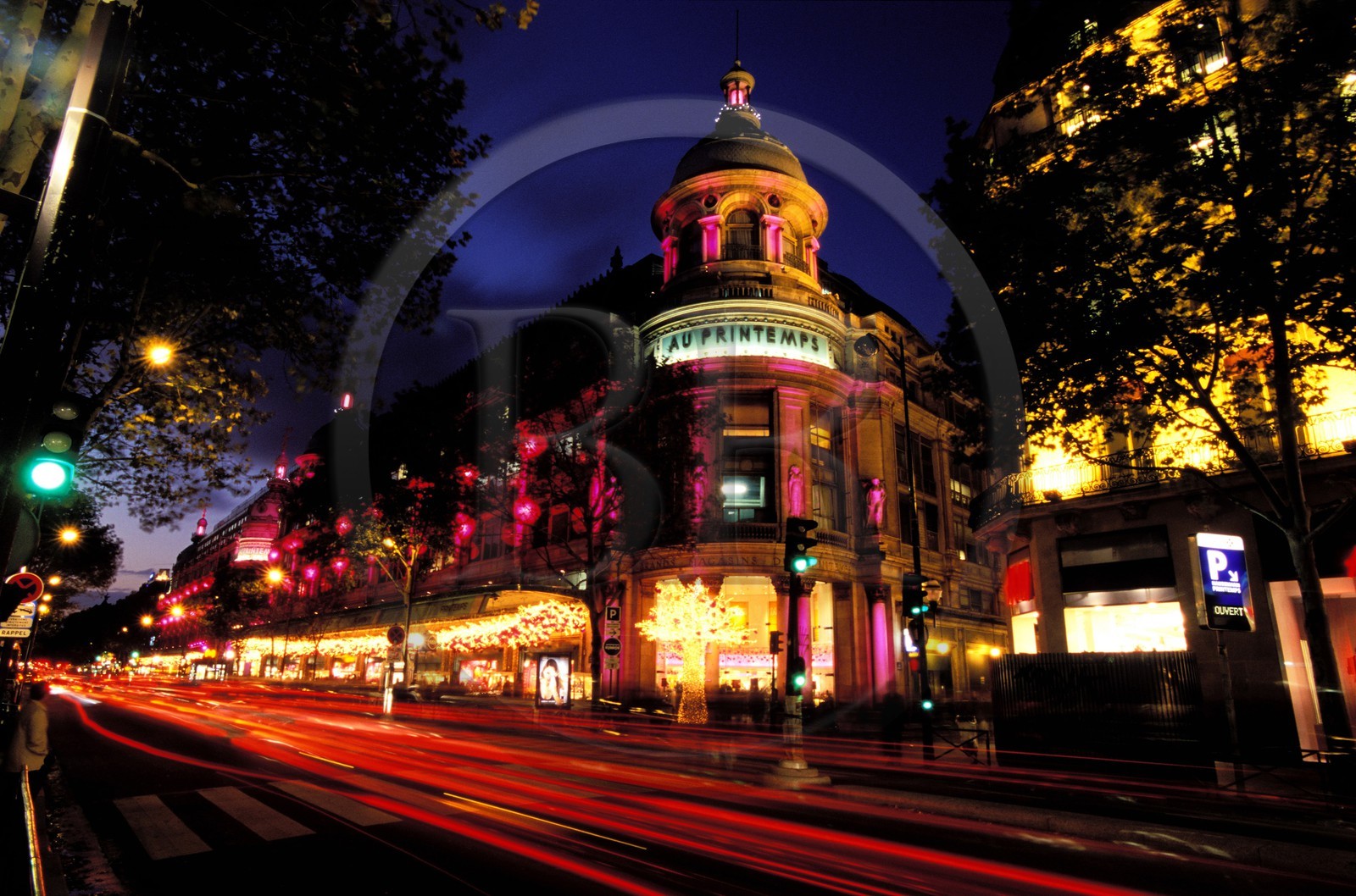 France, Paris, Haussmann Boulevard, Printemps Department store at Christmas Time
