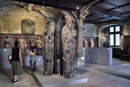 France, Bas-Rhin (67), Strasbourg, vieille ville classée au Patrimoine Mondial de l'UNESCO, musée de l'Oeuvre Notre Dame et Arts du Moyen-Age, salle de la Loge, statuaire du XIIIe siècle provenant de la cathédrale