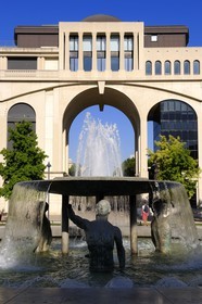 France, Herault, Montpellier, Antigone District by the architect Ricardo Bofill, fountain on Thessalie square