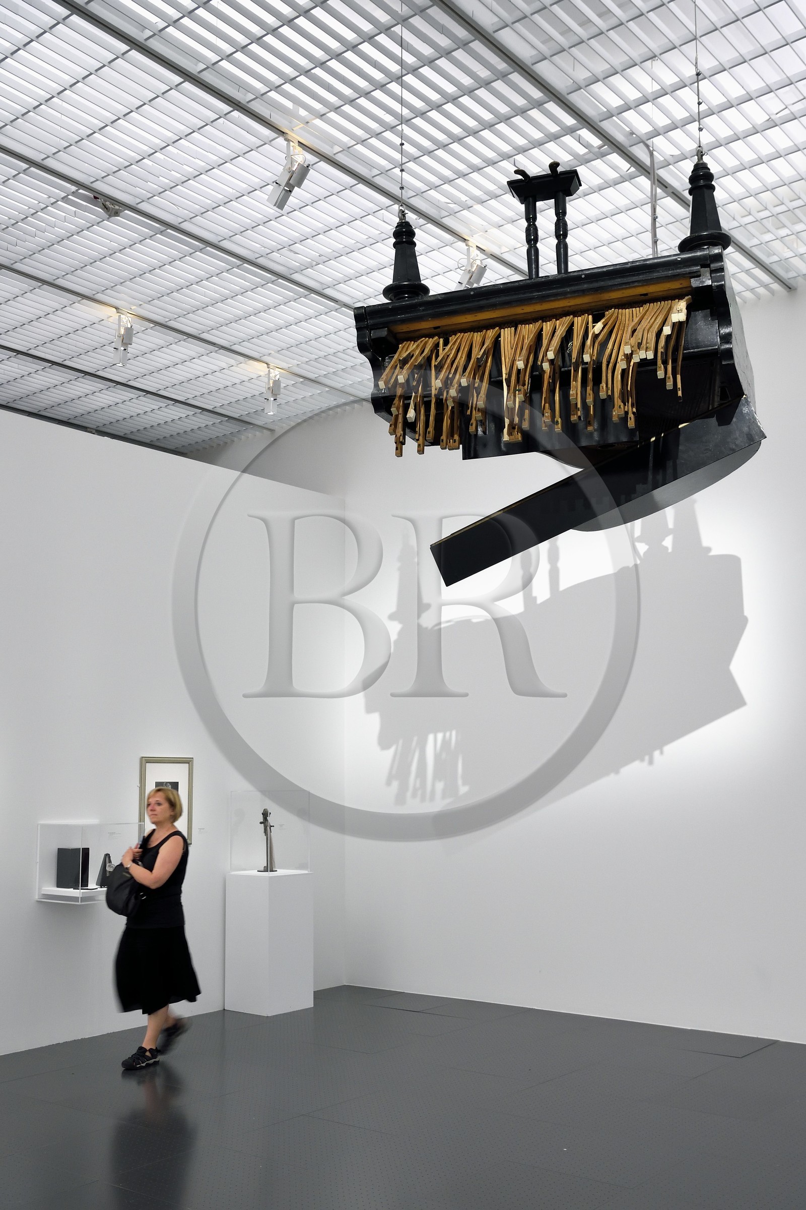 France, Moselle, Metz, Amphitheatre district, Centre Pompidou Metz, art center designed by architects Shigeru Ban and Jean de Gastines, Rebecca Horn's artwork