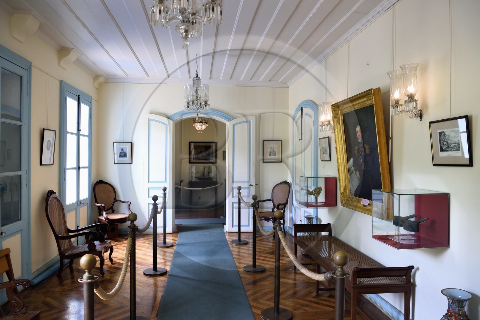 France, Ile de la Reunion, Saint-Gilles-les-Hauts, Musée de Villèle dans le domaine Panon-Desbassyns, ancienne propriété coloniale au cœur d'une grande plantation de canne à sucre qui faisait travailler un peu plus de 400 esclaves, la maison de maitre