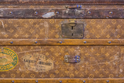 France, Aveyron, Millau, Chateau de Creissels Hotel, Louis Vuitton trunk