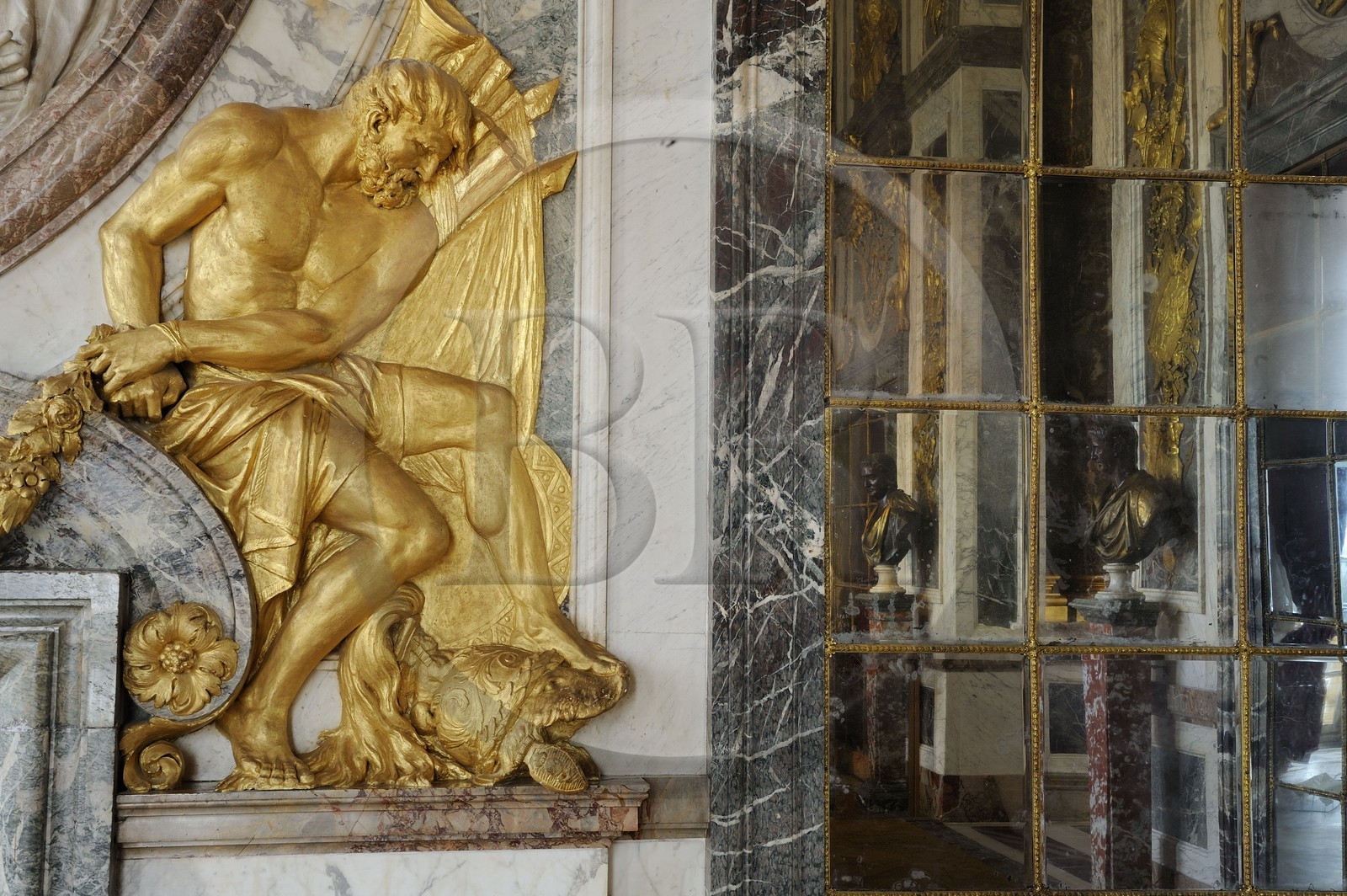 France, Yvelines, Chateau de Versailles, listed as World Heritage by UNESCO, the War Drawing room at the end of the Galerie des Glaces (Hall of Mirrors)