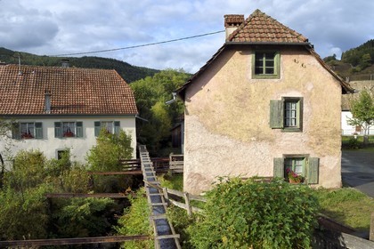 France, Haut Rhin, Ballons des Vosges Regional Natural Park, Storckensohn towards Fellering, water Mill and it's farm