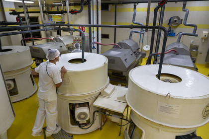 France, Côte-d'Or (21), les climats de Bourgogne classés Patrimoine Mondial de l'UNESCO, Beaune, la moutarderie Fallot, ateliers de production