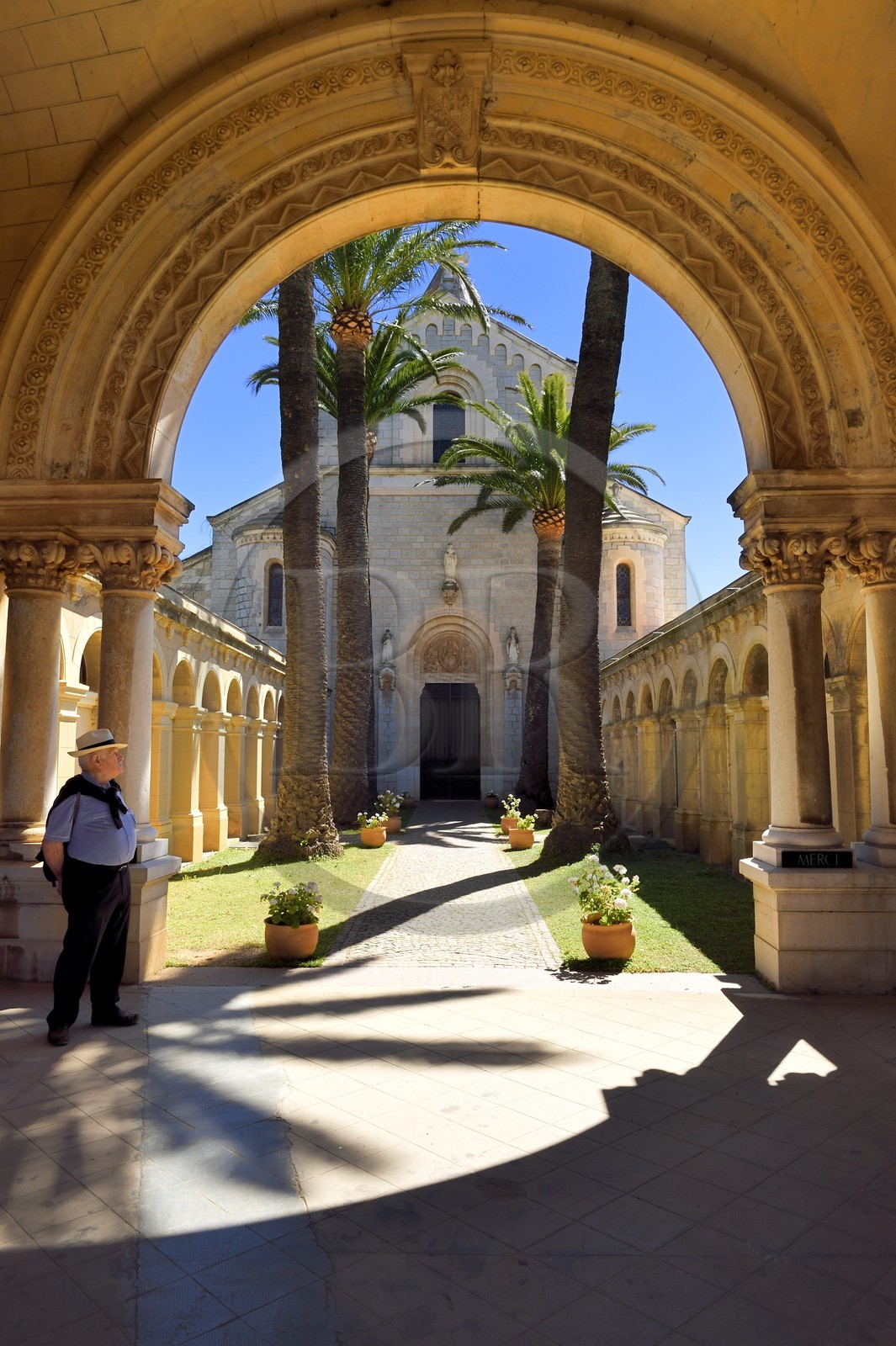 France, Alpes-Maritimes, Lerins Islands, Saint-Honorat island, Abbey of Lerins, the abbey church and monastery