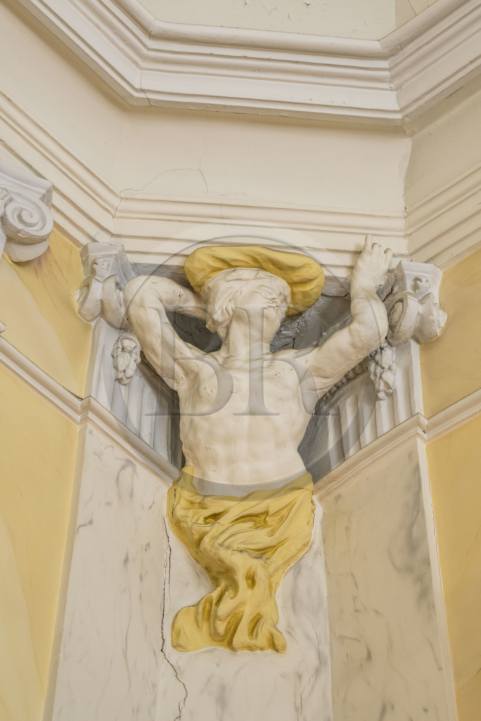 France, Herault, Montpellier, historic center called the Ecusson, The Hotel Haguenot, private mansion called Montpellier Folie from the second half of the 18th century, atlantean