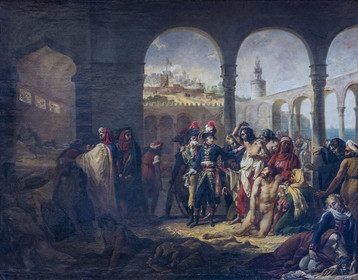 France, Oise (60), Chantilly, le chateau de Chantilly, le musée Condé, la galerie de Peinture, Bonaparte touche une tumeur pestilentielle, en visitant les pestiférés dans l'hôpital de Jaffa par le peintre Antoine-Jean Gros