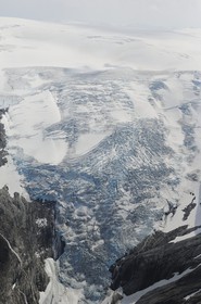 Norway, Sogn og Fjordane, Jostedalsbreen and Briksdalbreen glacier (aerial view)