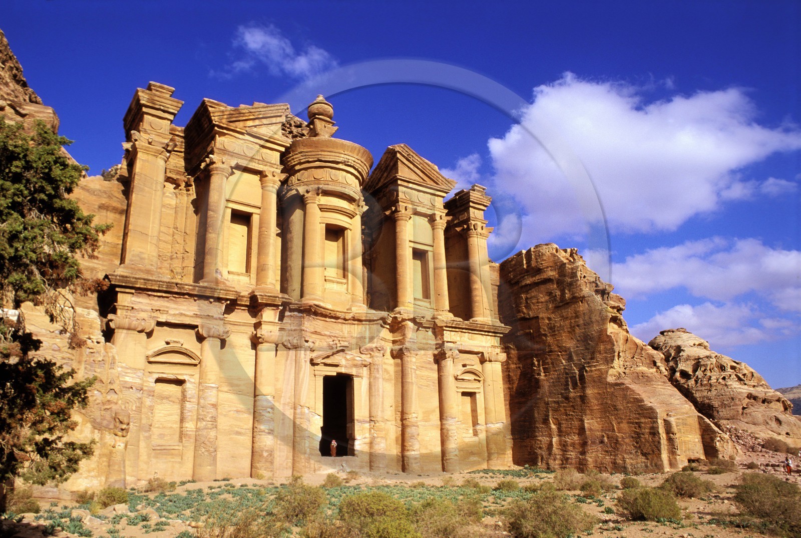 Jordan, Petra, Ed Deir ( the Monastery) sculptured in the stoneware is a structure of 45x42 m of a block