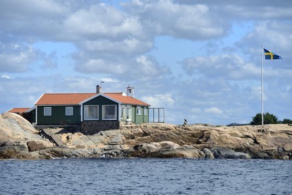 Suède, Västra Götaland, Fjällbacka, la maison de Ingrid Bergman sur une ile au large de la côte