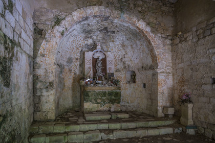 France, Vaucluse, Mont Ventoux Regional Natural Park, Monieux, Gorges de La Nesque, the 12th century Saint-Michel chapel