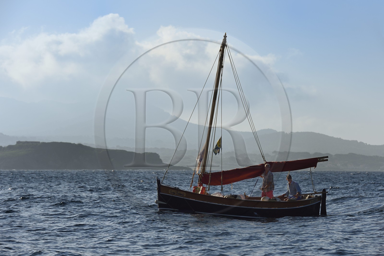 France, Var, traditional fishing boat called pointu off Sanary-sur-Mer