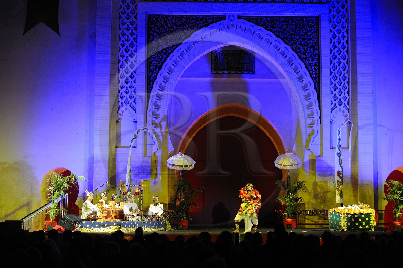 Morocco, Middle Atlas, Fez, Imperial City, Bab Makina Gate, Festival of World Sacred Music, Bali traditional dance and singing by Panti Pusaka Buday group