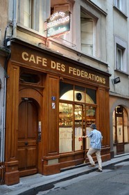 France, Rhône (69), Lyon, site historique classé Patrimoine Mondial de l'UNESCO, bouchon lyonnais le Café des Fédérations rue Major Martin