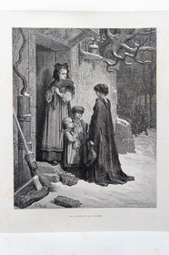France, Aisne (02), Château-Thierry, Musée Jean de La Fontaine - Ville de Chateau-Thierry, livre des Fables de La Fontaine, L. Hachette et Cie, édition illustrée (1867) par le dessinateur et graveur Gustave Doré, la Cigale et la Fourmi fable I du livre I