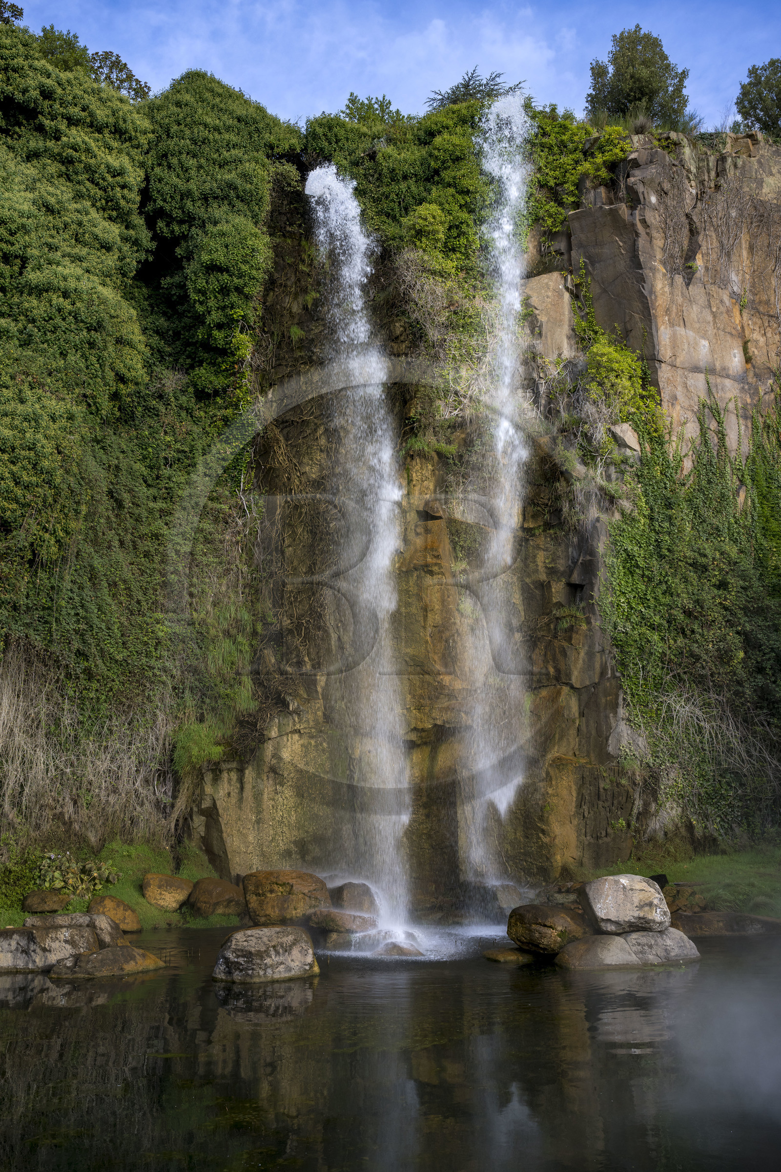 France, Loire Atlantique, Nantes, Chantenay district, the Extraordinary Garden, public park located in the former Misery Quarry with its 25 m high artificial waterfall