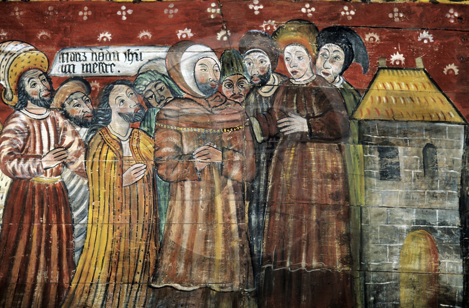 France, Côtes-d'Armor (22), Plougrescant, la voûte peinte de la chapelle Saint-Gonery