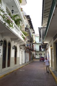 Panama, Panama City, historic town listed as World Heritage by UNESCO, Casco Antiguo (Viejo), houses of the old town in the calle 7a Este