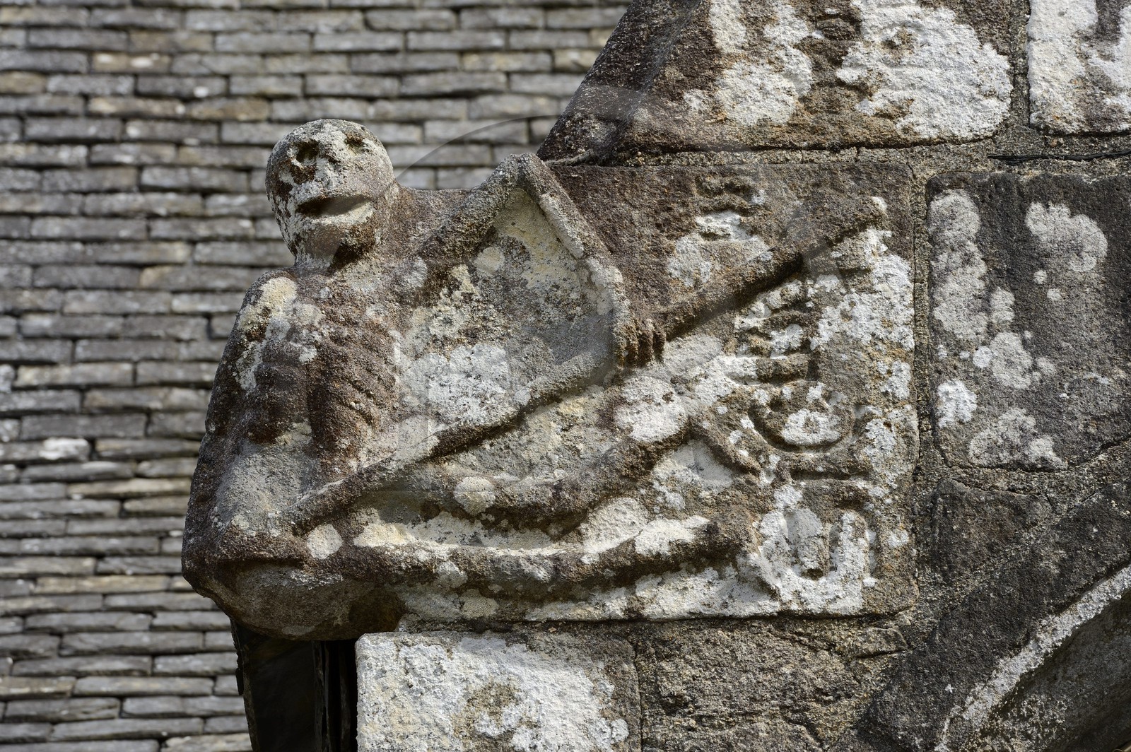 France, Finistère (29), Lannédern, l'église Saint-Edern, statue de l'Ankou (le passeur des ames emblématique de la mythologie bretonne)