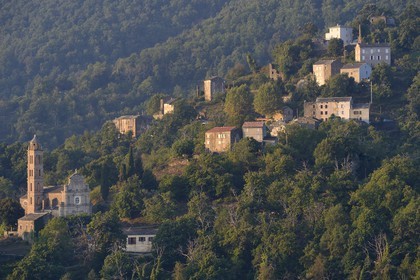 France, Haute Corse, Castagniccia, perched village of Carcheto