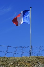 France, Meuse, Douaumont, Douaumont Fort, centerpiece of the defense around Verdun, which was taken by the Germans in 1916 and then taken by the colonial troops of Morocco the same year, french flag