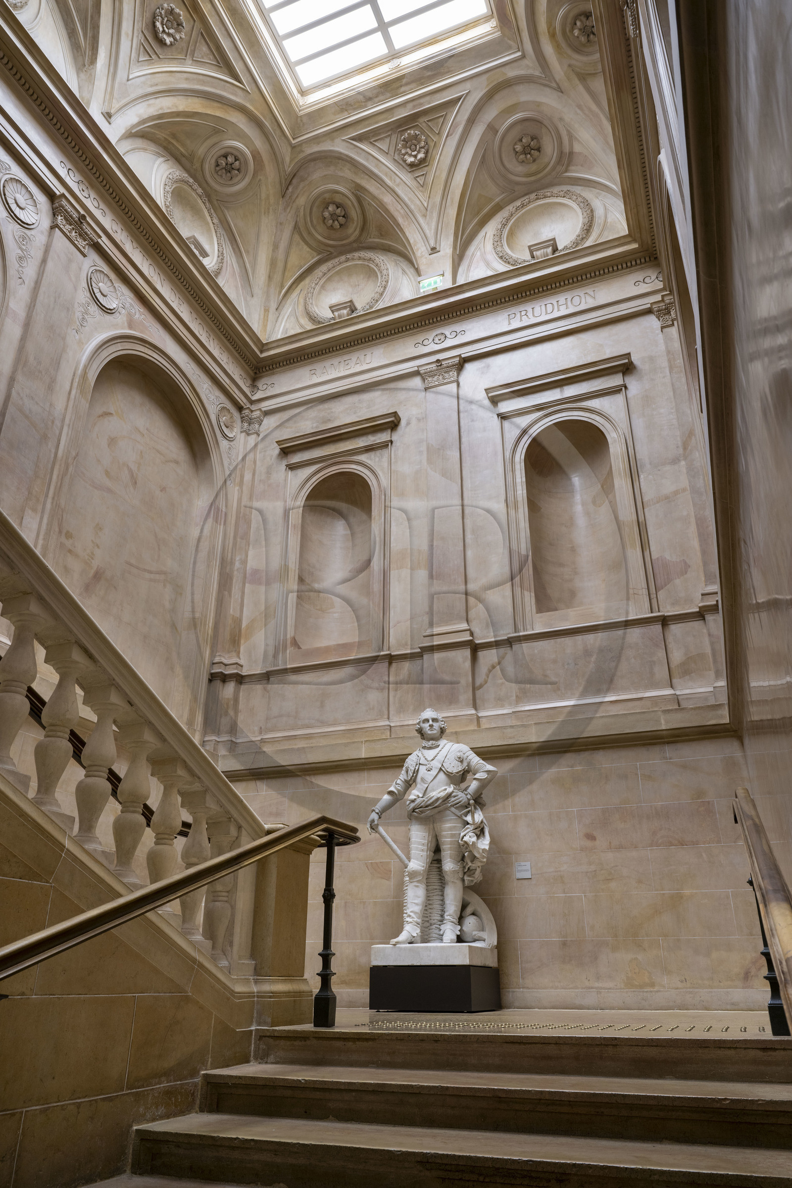 France, Cote d'Or, Dijon, area listed as World Heritage by UNESCO, Museum of Fine Arts in the former palace of the Dukes of Burgundy, statue of Marshal of Saxony by François Rude (1836) in the grand staircase