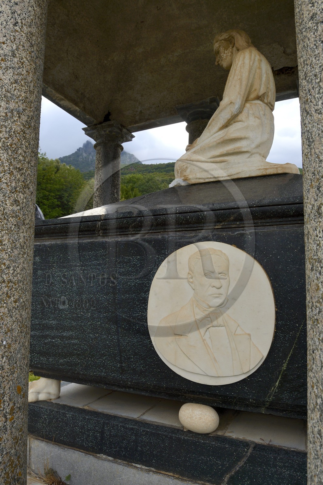 France, Haute-Corse (2B), Cap Corse, cimetière de Sisco, tombe du docteur Santos (Toussaint) Gaspari qui fit fortune au Vénézuela