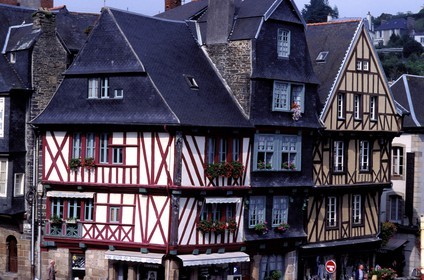 France, Finistère (29), Morlaix, maisons à colombages dans le Grand-rue