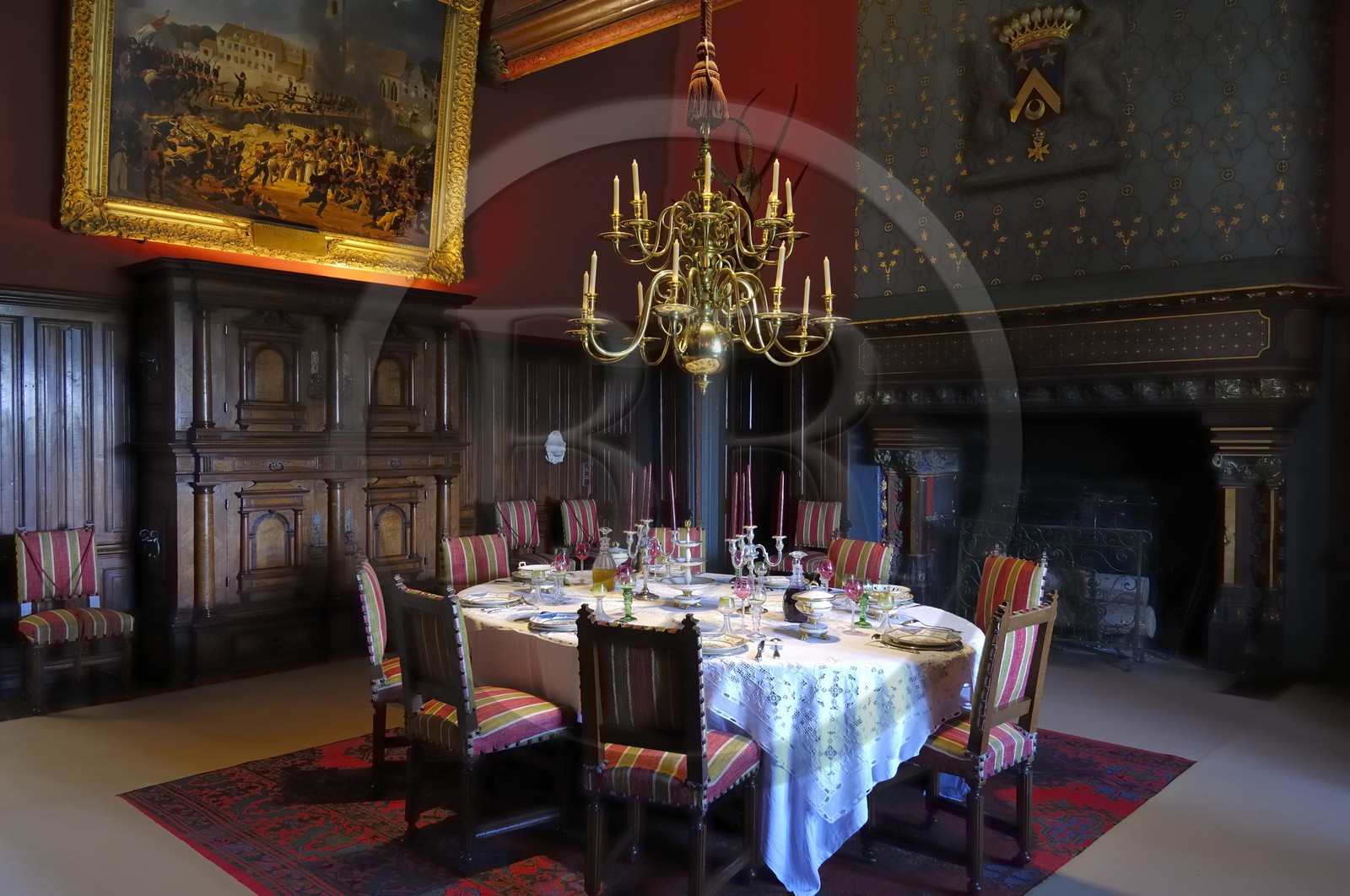France, Maine et Loire, Chateau de Montreuil Bellay, dining room