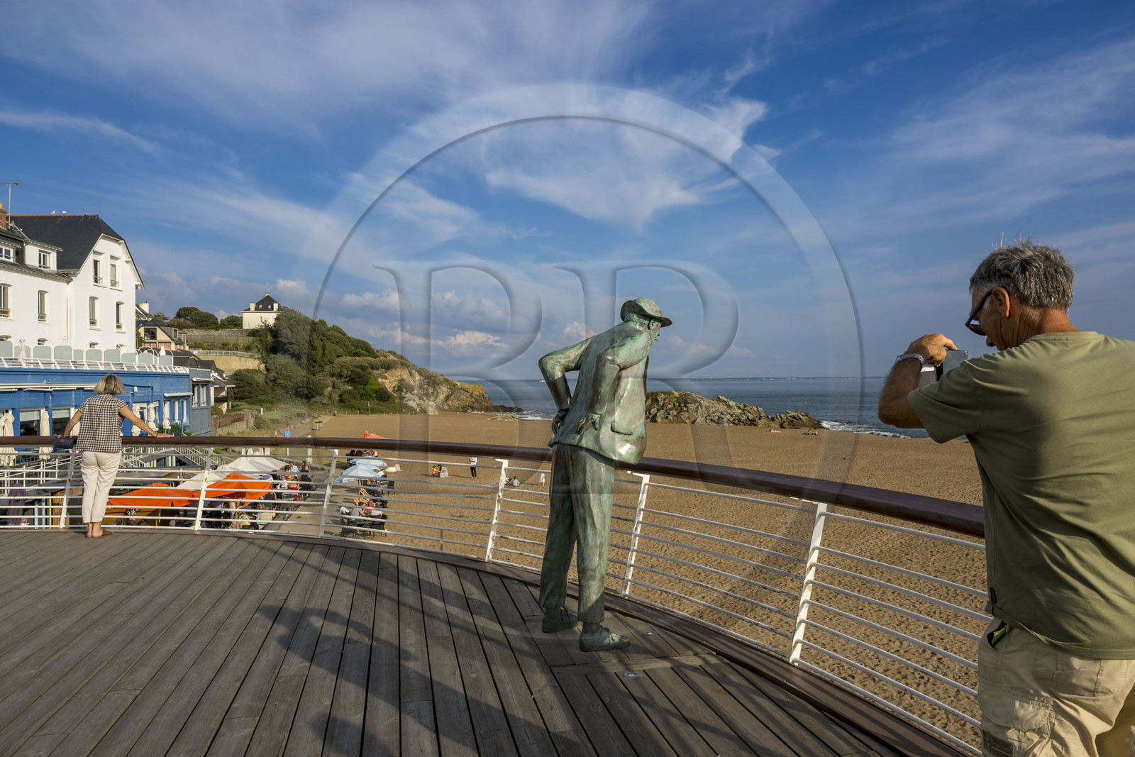 France, Loire-Atlantique (44), Estuaire de la Loire, Saint-Nazaire,  plage de Saint-Marc-sur-Mer, statue de M. Hulot, personnage des films de Jaques Tati