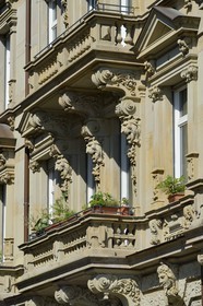 France, Bas-Rhin (67), Strasbourg, quartier de la Neustadt datant de la periode allemande, immeuble à l'angle de la rue Auguste Lamey et de la place de la République