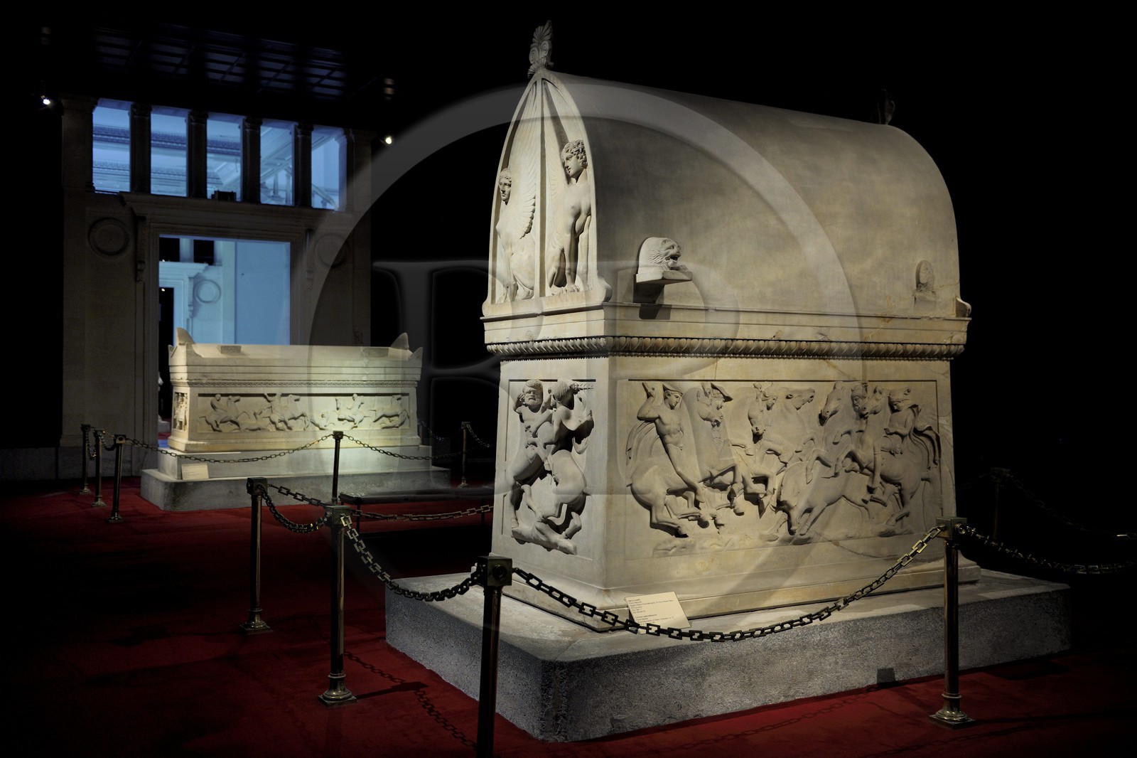 Turquie , Istanbul, centre historique classé Patrimoine Mondial de l'UNESCO, Musées archéologiques d'Istanbul dans les dépendances du Palais de Topkapi, sarcophage lycian du fin du Ve siècle avant JC