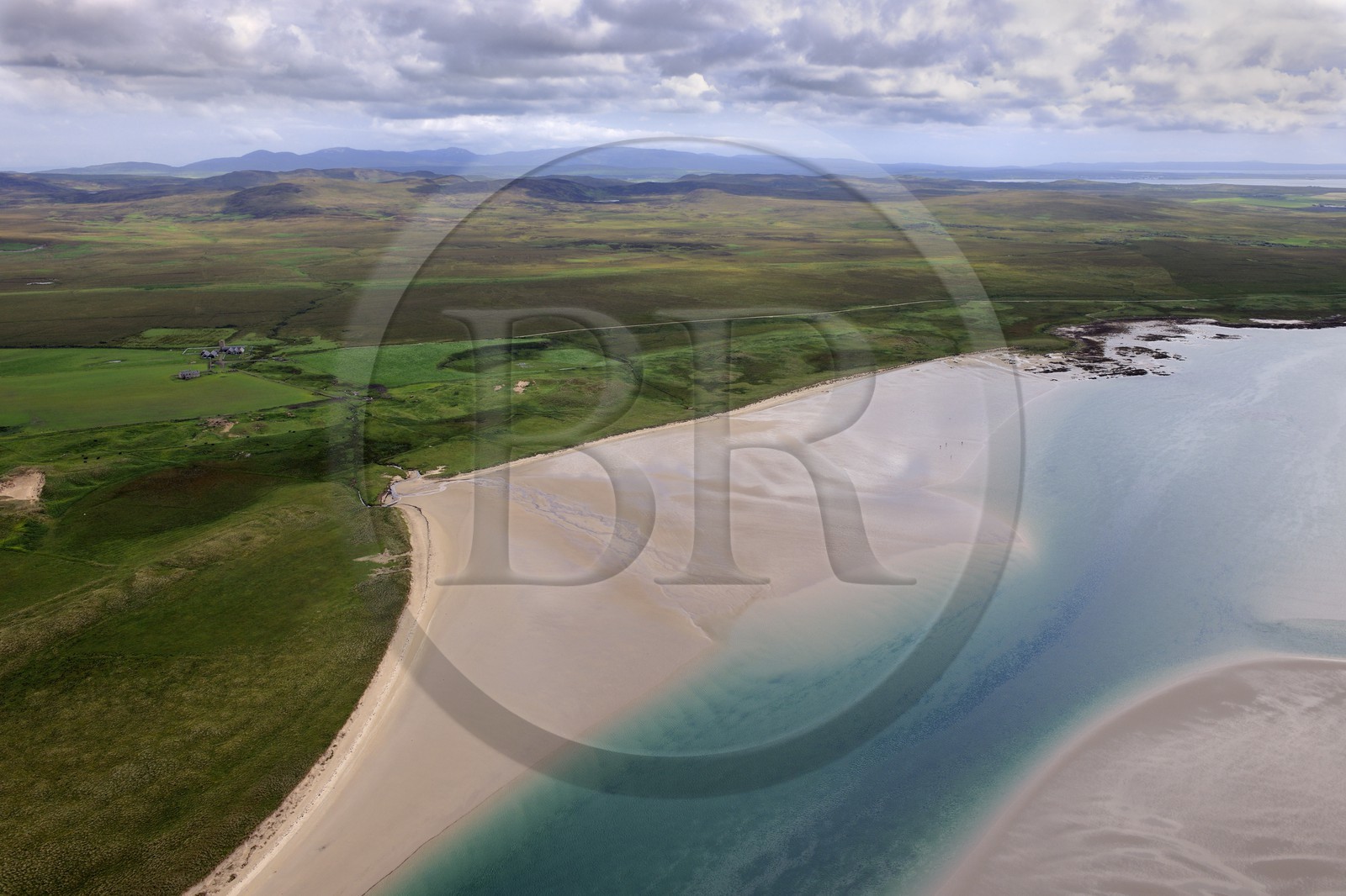 Royaume-Uni, Ecosse, Hébrides intérieures, Ile de Islay, la côte Nord-Ouest, le Loch Gruinart (vue aérienne)
