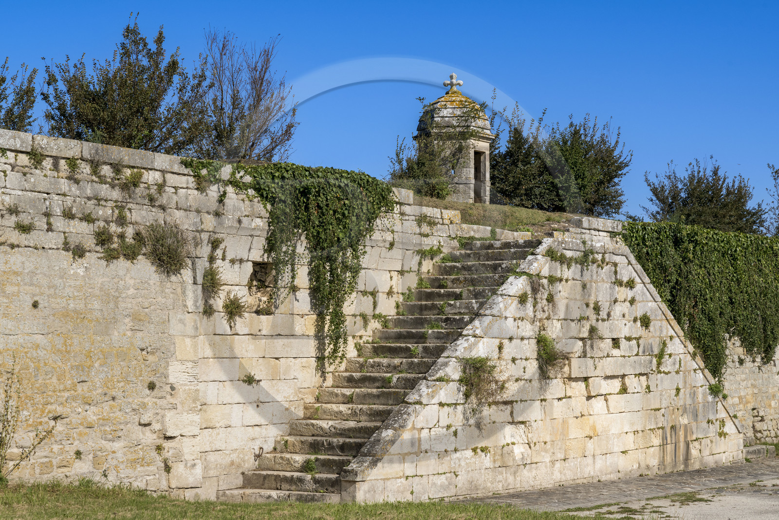 France, Charente Maritime, Saintonge, Marennes Hiers Brouage, Brouage citadel, labelled Les Plus Beaux Villages de France (The Most Beautiful Villages of France), interior view of the ramparts built from 1630 to 1640 and which are equipped with watchtowers