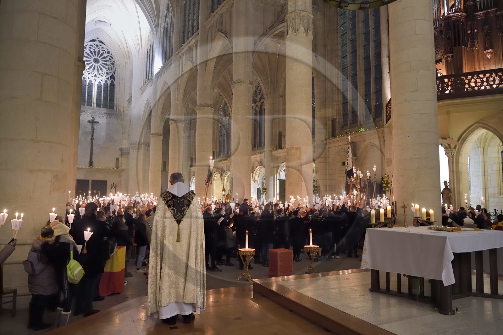 France, Meurthe-et-Moselle (54), Saint-Nicolas-de-Port, basilique de Saint Nicolas, procession aux flambeaux qui est fêtée depuis 1245 à l'occasion de la Saint-Nicolas