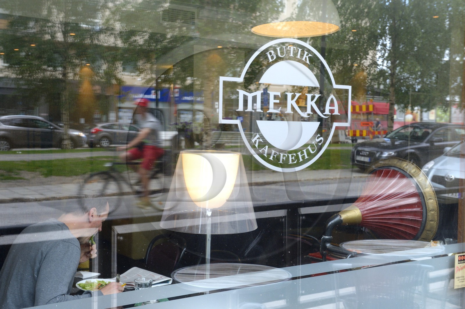 Suède, Comté de Vasterbotten, Umea, le Café Mekka, lieu fréquenté régulièrement par Stieg Larsson auteur de Millenium