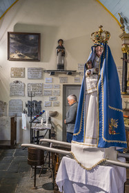 France, Cotes d'Armor, Ploubazlanec, , hamlet of Pors-Even, chapel of Perros-Hamon cited in Pierre Loti's novel Fishermen of Iceland, plaques of sailors who died or disappeared during the cod fishing campaigns in the Icelandic Sea