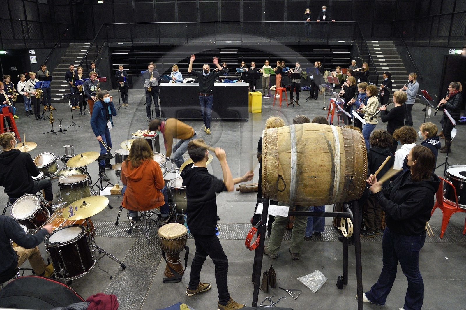 France, Meurthe-et-Moselle, Nancy, rehearsal of the Fanfare des Enfants du Boucher (Butcher's Children's Marching Band) for the great feast of Saint-Nicolas