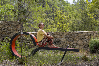 France, Var, Provence Verte (Green Provence), Bras, Academie du Bain de Foret Provencale (Academy of Forest Bathing in Provence), forest of the domaine Le Peyrourier - une campagne en Provence, Constanze Coisne guides Shinrin Yoku
