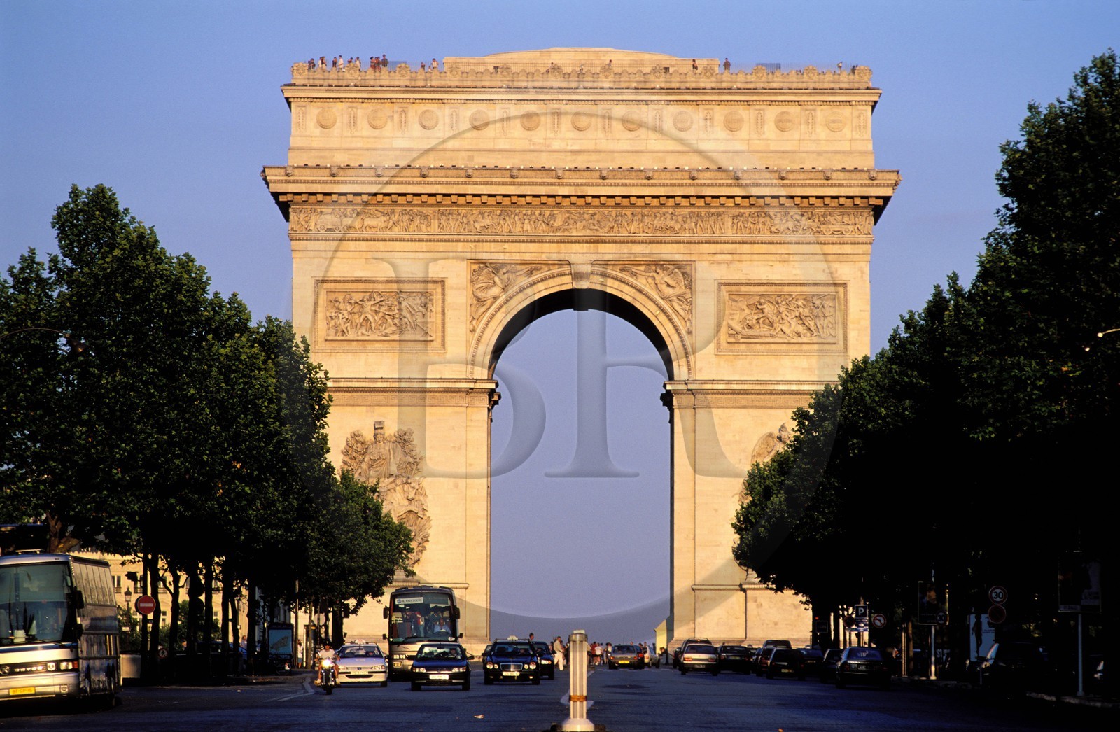 France, Paris, Arc de Triomphe on Champs Elysees avenue