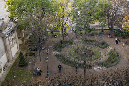 France, Paris (75), quartier du Marais, le square Georges-Cain rue Payenne en bordure du Musée Carnavalet