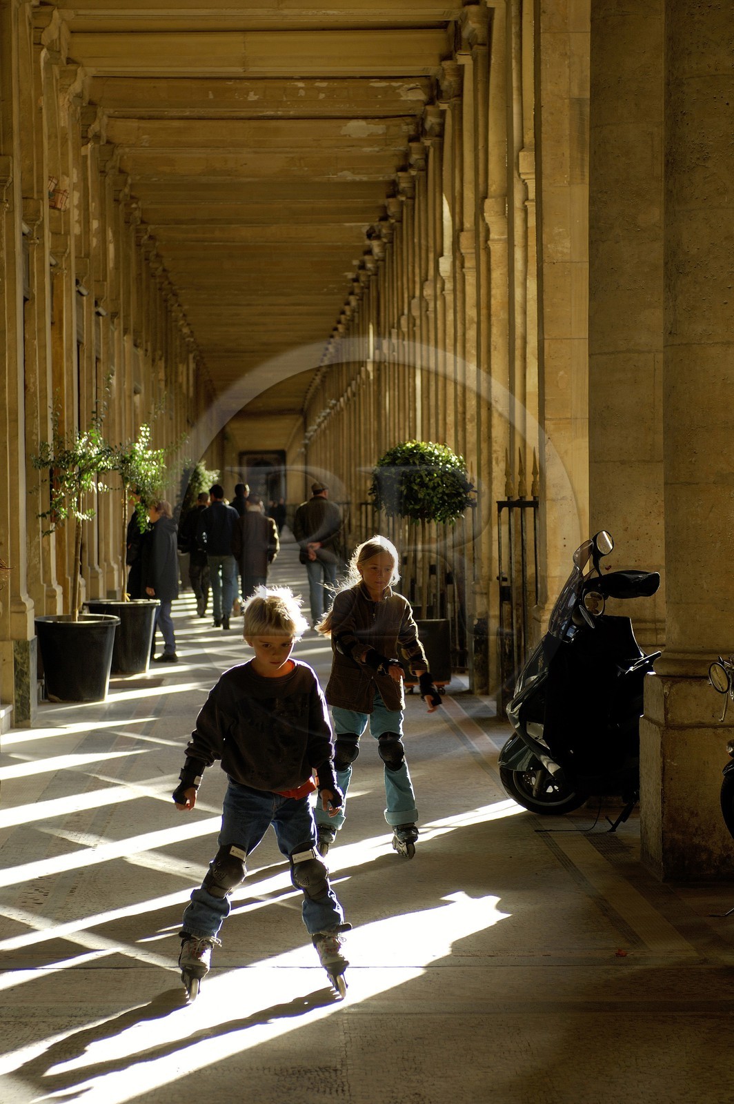 France, Paris, children games under the Palais Royal arcades