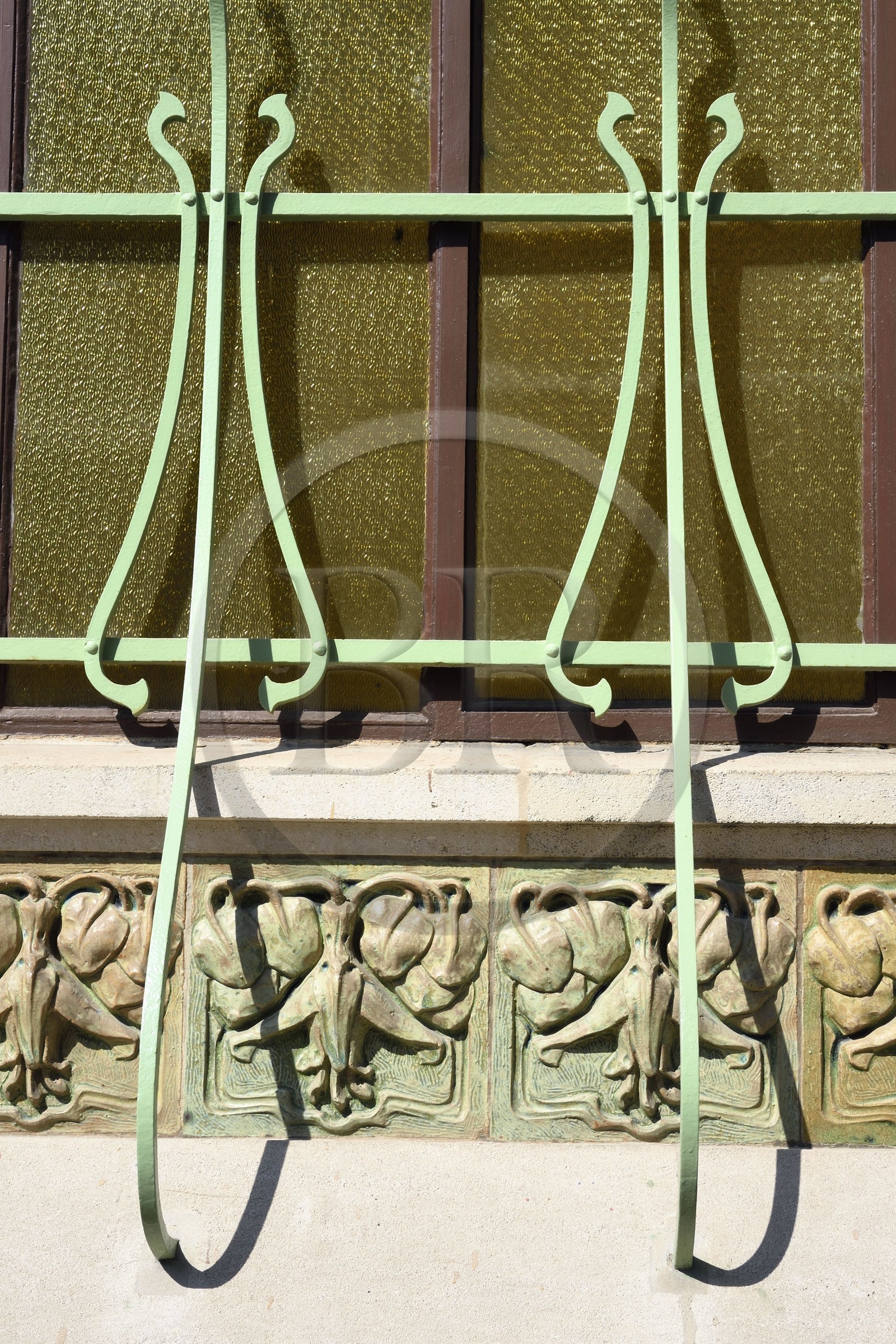 France, Meurthe-et-Moselle (54), Nancy, la Villa Majorelle de style Art Nouveau par l'architecte Henri Sauvage, grilles de fenêtre